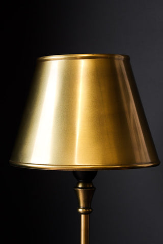 Close-up image of the Slim Antique Brass Table Lamp With Metal Shade