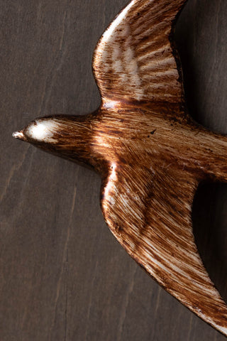 Detail image of the Small Antiqued Copper Swallow Wall Decoration