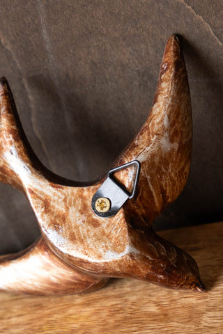 Image of the back of the Small Antiqued Copper Swallow Wall Decoration