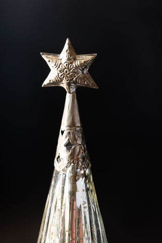 Close-up image of the Small Antique Silver Christmas Tree Decoration