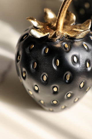 Detail image of the Small Black & Gold Strawberry Ornament