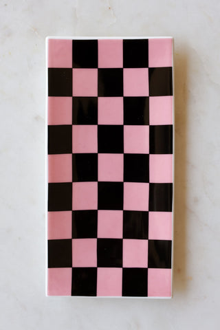 Image of the Black & Pink Checkerboard Trinket Dish