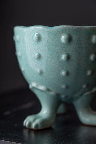 Detail image of the Small Mint Green Footed Planter