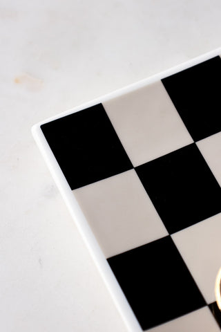 Detail image of the Monochrome Checkerboard Trinket Dish