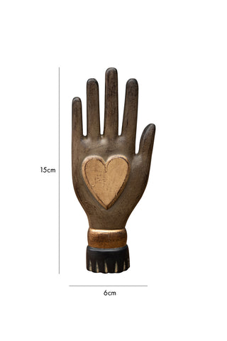 Dimension image of the Small Off-White Heart On Hand Wall Ornament