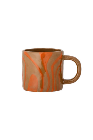 Image of the Small Orange Abstract Marble Mug on a white background