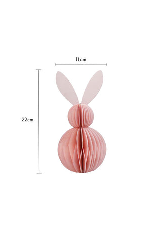 Dimension image of the Small Pink Easter Bunny Honeycomb Decoration