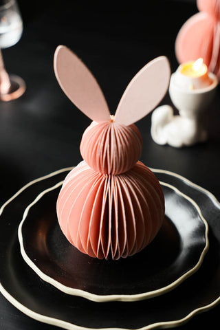 Close-up image of the Small Pink Easter Bunny Honeycomb Decoration