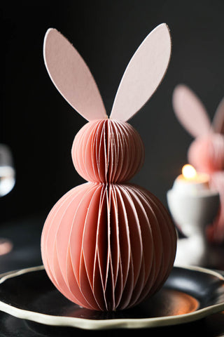 Detail image of the Small Pink Easter Bunny Honeycomb Decoration
