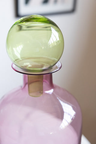Close-up image of the Small Pink & Green Apothecary Bottle