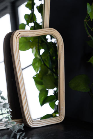 Image of the Small Abstract Rectangle Bamboo Wall Mirror