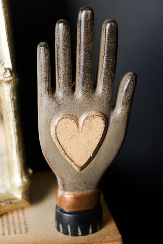 Image of the Small Off-White Heart On Hand Wall Ornament