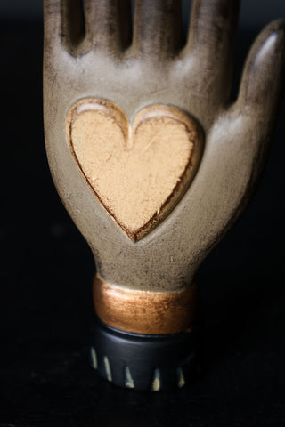 Detail image of the Small Off-White Heart On Hand Wall Ornament