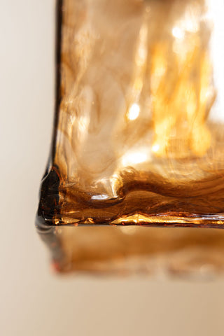 Image of the finish on the Sophisticated Dark Brown Squared Glass Ceiling Light