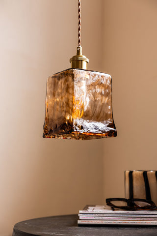 Detail image of the Sophisticated Dark Brown Squared Glass Ceiling Light