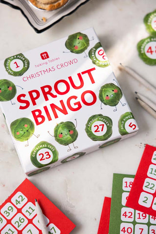 The Sprout Bingo Christmas Party Game displayed on a white surface.