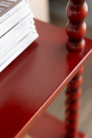 Image of the finish on the Red Bobbin Square Side Table