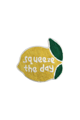 Image of the Squeeze The Day Lemon Bath Mat on a white background