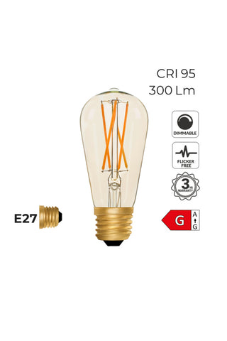 Squirrel Cage E27 4W Amber LED Light Bulb