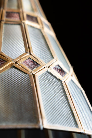 Close-up image of the Stained Glass Brass Pendant Light