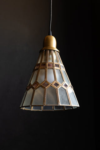 Image of the Stained Glass Brass Pendant Light off