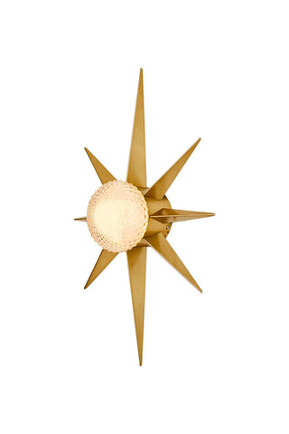 Cutout image of the Gold Starburst Wall Light on a white background. 