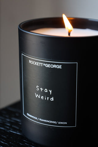 Detail image of the Rockett St George Stay Weird Cedarwood & Frankincense Candle