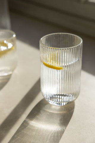 Close-up image of the Ribbed Tumbler Glass