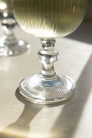 Close-up image of the Ribbed Wine Glass