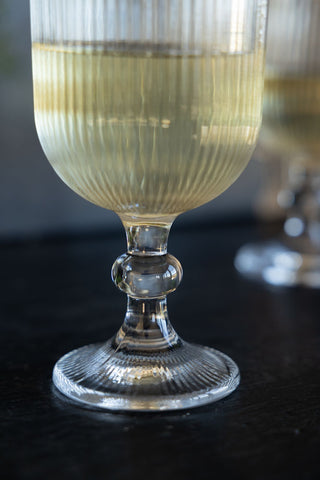 Image of the stem on the Ribbed Wine Glass