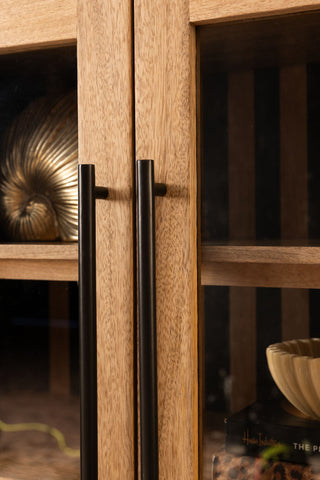 Image of the handles on the Striped Wood Display Cabinet & Cupboard