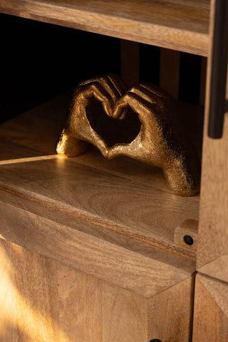 Close-up image of the Striped Wood Display Cabinet & Cupboard