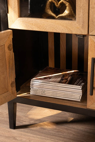 Detail image of the Striped Wood Display Cabinet & Cupboard