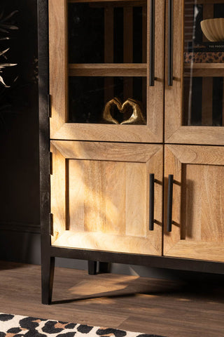 Image of the finish on the Striped Wood Display Cabinet & Cupboard
