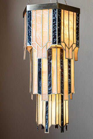 Image of the Stunning 3-Tier Marble-Effect Glass Chandelier