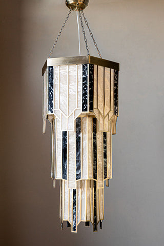Detail image of the Stunning 3-Tier Marble-Effect Glass Chandelier