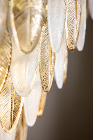 Image of the finish on the Stunning Art Deco Glass Feather Ceiling Light