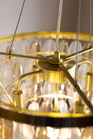 Image of the top of the Stunning Art Deco Glass Feather Ceiling Light
