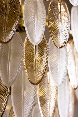 Image of the glass feathers on the Stunning Art Deco Glass Feather Ceiling Light