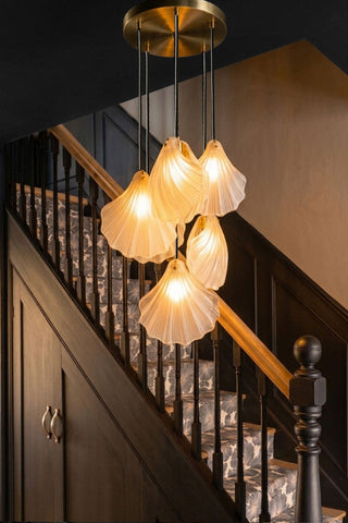 Lifestyle image of the Stunning Glass Shell Cluster Ceiling Light