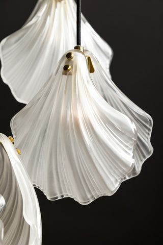 Close-up image of the Stunning Glass Shell Cluster Ceiling Light