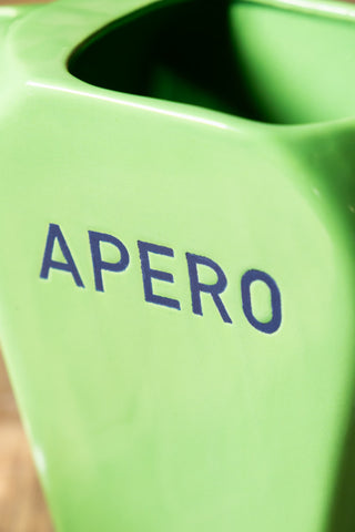 Close-up of the text on the Stylish Green Apero Water Jug.