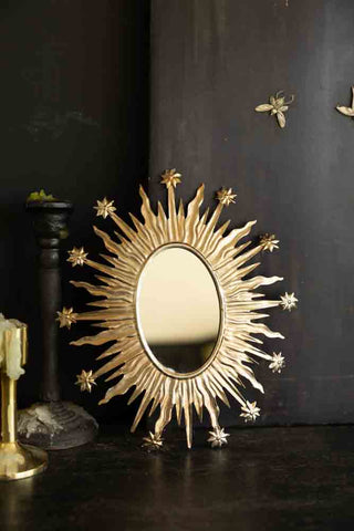 Image of the Antique Silver Sunburst & Stars Mirror