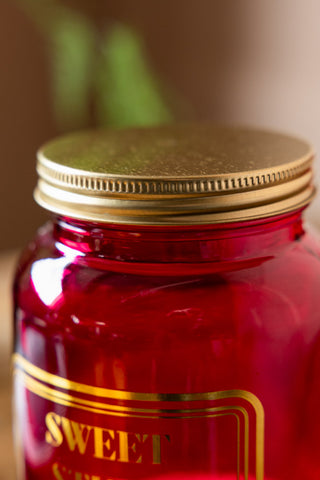 Detail image of the Sweet Stuff Hot Pink Glass Storage Jar