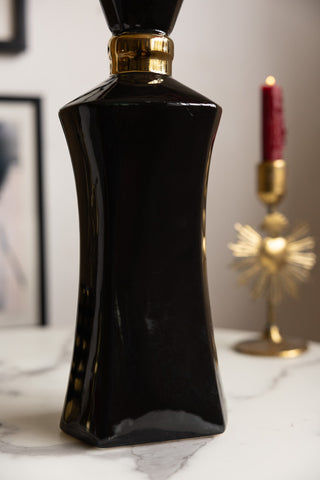 Image of the finish on the Tall Black Perfume Bottle Vase