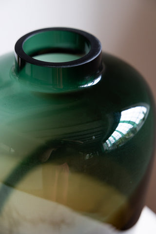 Image of the finish for the Tall Dark Green & Brown Glass Vase