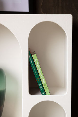 Detail image of the Tall White Alcove Shelf.