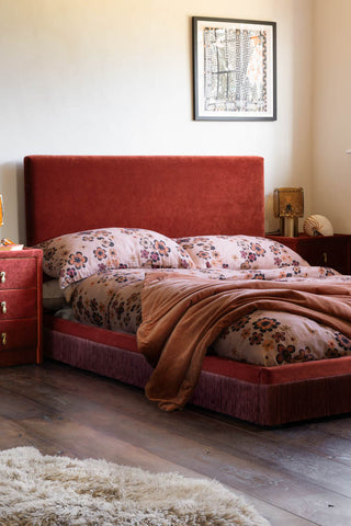 Image of the Tassel Bed in Sienna Orange Luxe Needlecord Velvet - Available in 3 Sizes