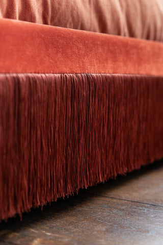 Image of the colour on the Tassel Bed in Sienna Orange Luxe Needlecord Velvet - Available in 3 Sizes