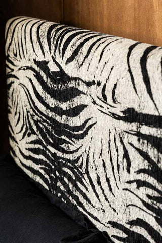Detail image of the Tassel Bed in Zebra Print Needlecord Velvet - Available in 2 Sizes